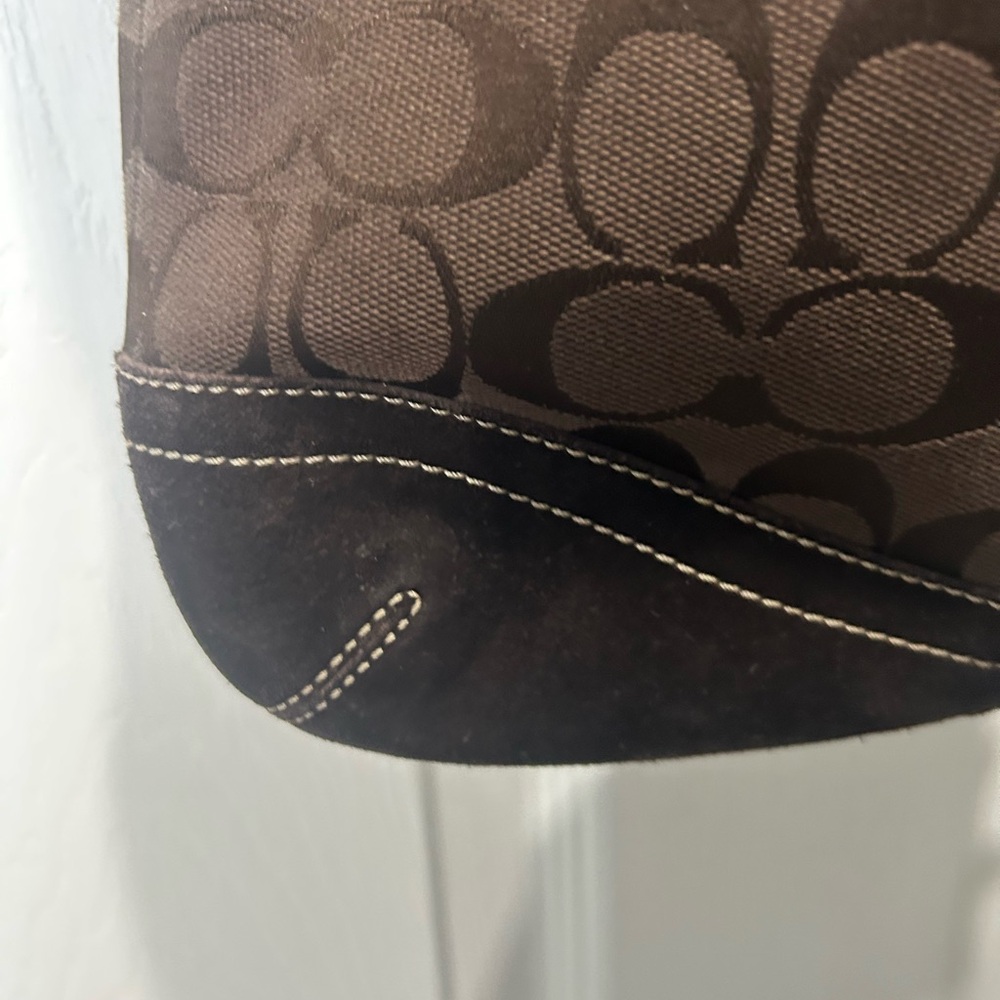 Vintage Coach Soho Signature Duffel bag brown canvas Logo leather trim - Picture 6 of 16